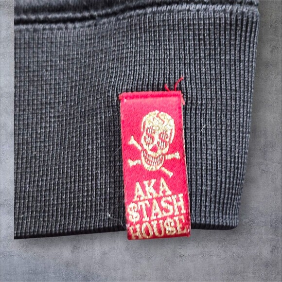 Vintage Stash House Hoodie 3XL Fleece Velvet Lined Rare Hip Hop Streetwear Black - Picture 5 of 16